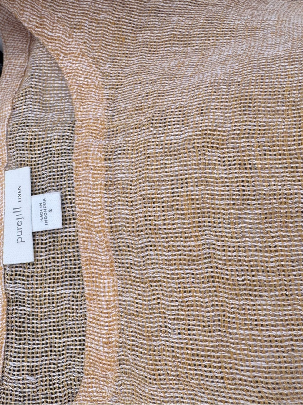 Pure Jill Open-Weave Linen Top in Soft Tan
